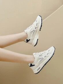 女鞋低領休閒運動鞋,時尚的帶有學院風格的戶外跑步運動鞋,透氣舒適 - 藍色 - 查看 5