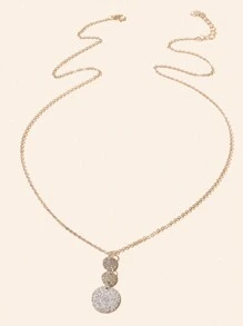 1 Stück modisches Design, trendig, minimalistisch, stilvoll, Silber, lange Kette, Scheiben Anhänger Halskette für Frauen, zum Ausgehen, Schmuck