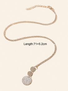 1 Stück modisches Design, trendig, minimalistisch, stilvoll, Silber, lange Kette, Scheiben Anhänger Halskette für Frauen, zum Ausgehen, Schmuck