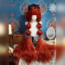 Orange Red 44 Inch Lolita Wig With Ultra Long Wavy Corn Rolls, High-Quality Synthetic Fiber Synthetic Wig - Dirty Orange - View 2