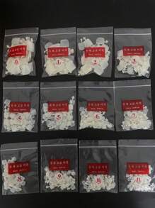 600入組全覆式貼片美甲假趾甲，自然裸色，人造亞克力假指甲，美甲工具和指甲用品 - 白色 - 查看 2