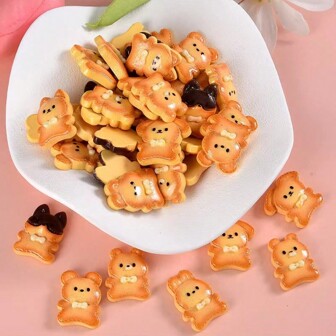 12个随机仿真迷你食物烘焙饼干娃娃屋厨房饰品DIY树脂配件，可用于耳环、发饰、发夹、手机壳装饰DIY珠宝制作个性化礼物