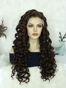 13*1.5 Big Bouffant Xoắn Ốc Xoăn Màu Nâu Sô Cô La 24 inch Dài Miễn Phí Một Phần Tự Nhiên Tổng Hợp Không Keo Chịu Nhiệt Sợi Mềm Tóc Mật Độ Cao Ren Phía Trước Tóc Giả dành cho Phụ Nữ Thời Trang Gợi Cảm Sử Dụng Hàng Ngày Trường Học Halloween Giáng Sinh Phụ Kiện Trang Phục & 1 Mũ Tóc Giả - Dark Brown - Xem 3