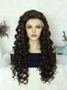 13*1.5 Big Bouffant Xoắn Ốc Xoăn Màu Nâu Sô Cô La 24 inch Dài Miễn Phí Một Phần Tự Nhiên Tổng Hợp Không Keo Chịu Nhiệt Sợi Mềm Tóc Mật Độ Cao Ren Phía Trước Tóc Giả dành cho Phụ Nữ Thời Trang Gợi Cảm Sử Dụng Hàng Ngày Trường Học Halloween Giáng Sinh Phụ Kiện Trang Phục & 1 Mũ Tóc Giả - Dark Brown - Xem 4