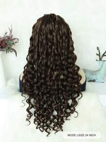 13*1.5 Big Bouffant Xoắn Ốc Xoăn Màu Nâu Sô Cô La 24 inch Dài Miễn Phí Một Phần Tự Nhiên Tổng Hợp Không Keo Chịu Nhiệt Sợi Mềm Tóc Mật Độ Cao Ren Phía Trước Tóc Giả dành cho Phụ Nữ Thời Trang Gợi Cảm Sử Dụng Hàng Ngày Trường Học Halloween Giáng Sinh Phụ Kiện Trang Phục & 1 Mũ Tóc Giả - Dark Brown - Xem 2