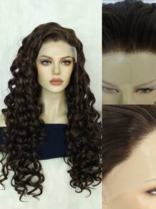 13*1.5 Big Bouffant Xoắn Ốc Xoăn Màu Nâu Sô Cô La 24 inch Dài Miễn Phí Một Phần Tự Nhiên Tổng Hợp Không Keo Chịu Nhiệt Sợi Mềm Tóc Mật Độ Cao Ren Phía Trước Tóc Giả dành cho Phụ Nữ Thời Trang Gợi Cảm Sử Dụng Hàng Ngày Trường Học Halloween Giáng Sinh Phụ Kiện Trang Phục & 1 Mũ Tóc Giả - Dark Brown - Xem 8