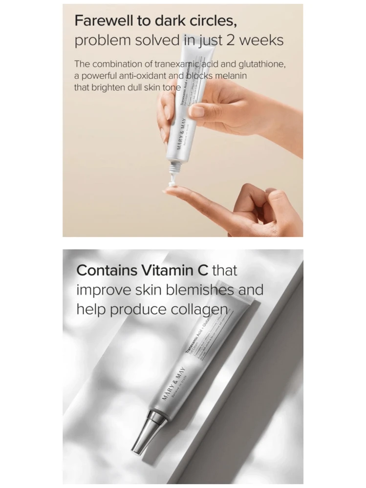 mary&may - tranexamic acid + glutathione eye cream mini Wholesale MARY & MAY for your store The powerful antioxidant Glutathione and skin Mary & May Tranexamic Acid+
