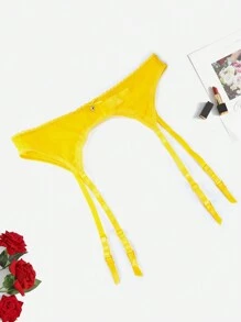 女士性感蕾絲可調節誘惑半透明蕾絲吊襪帶