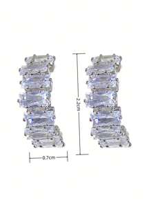 1 Pair Fashion Zirconia Arc Stud Earrings For Women, High-End Elegant Chic Daily Versatile Small Designer Earrings