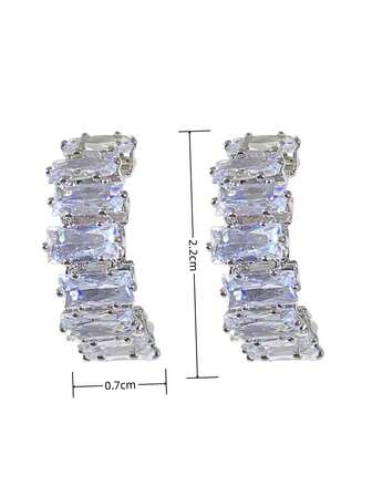 1 par de pendientes de aro con circonita de moda para mujeres, pendientes elegantes y versátiles de diseñador de alta gama para uso diario