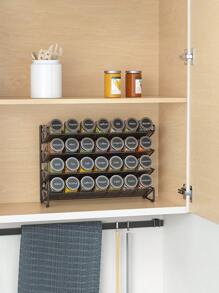 1/2/4 件套银色调香料罐收纳架，日常休闲家居用品 - 黑色 - 查看 3