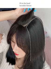 4英寸/8英寸/12英寸假发2片装合成天然接发发夹假发片女士发垫耐热纤维隐形自然深棕色