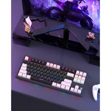 MageGee MK-Sky87 機械遊戲鍵盤開關緊湊型 87 鍵 LED 背光有線白色遊戲鍵盤適用於筆記本電腦/Windows/PC/Mac/Comp 白色黑黃色開關 - 黑色 - 查看 6