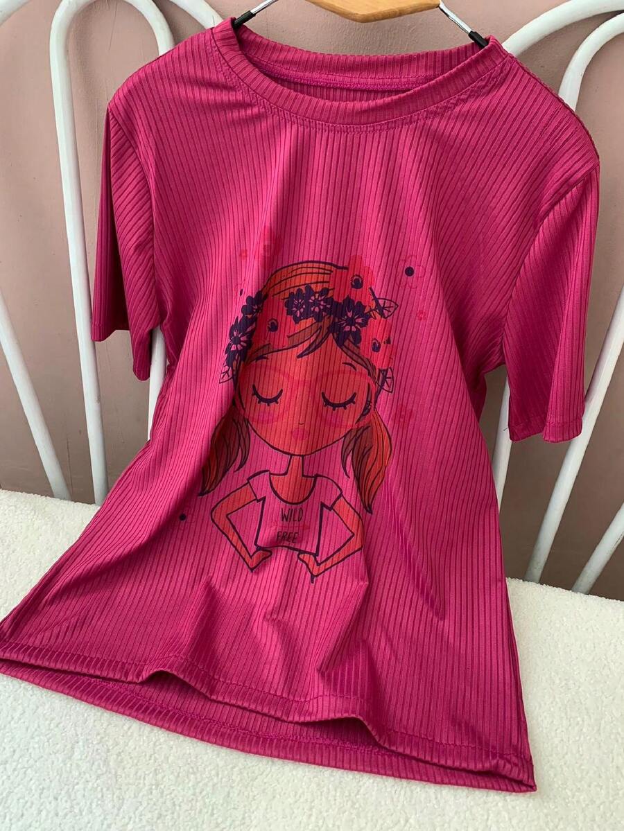 Women T-Shirts - 玫紅色 - 查看 1