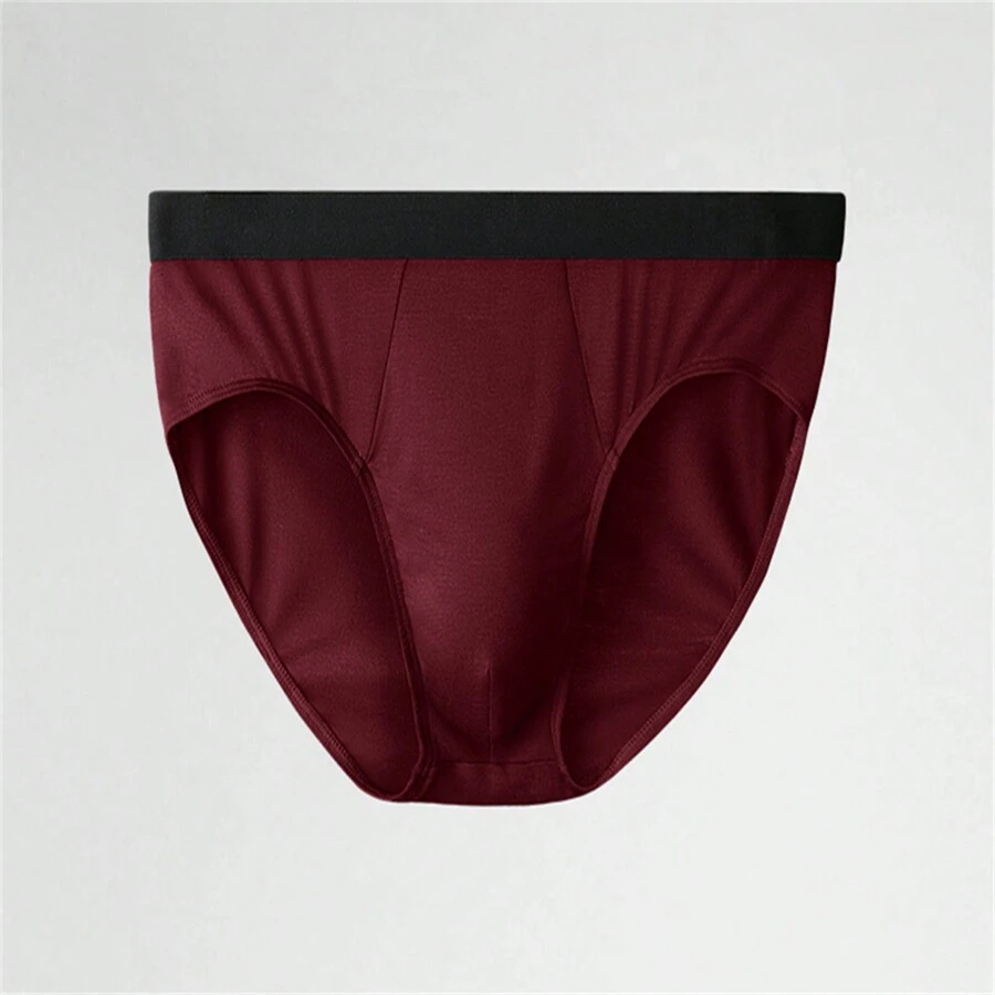 Men's Underwear Soft Modal Brief Low Rise Comfortable - Burgundy - View 1