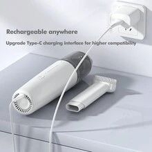 1入白色極簡主義小型便攜汽車吸塵器,可用於汽車和家用,高功率無線手持吸塵器帶無線充電 - 白色 - 查看 9