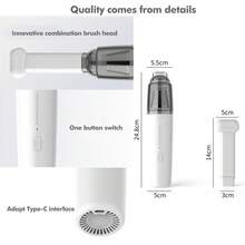 1入白色極簡主義小型便攜汽車吸塵器,可用於汽車和家用,高功率無線手持吸塵器帶無線充電 - 白色 - 查看 7