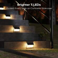 JACKYLED 8/12/16-Pack Solar Outdoor Deck Step Lights 3-Side 270°Lighting 7 LED Upgraded Solar Stair Lights IP65 Waterproof Solar Fence Lighting - 暖白 - 查看 3
