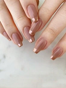 24pcs/Set Cartoon Butterfly Shaped Short Square Press-On Nail Stickers, Nail Art Supplies