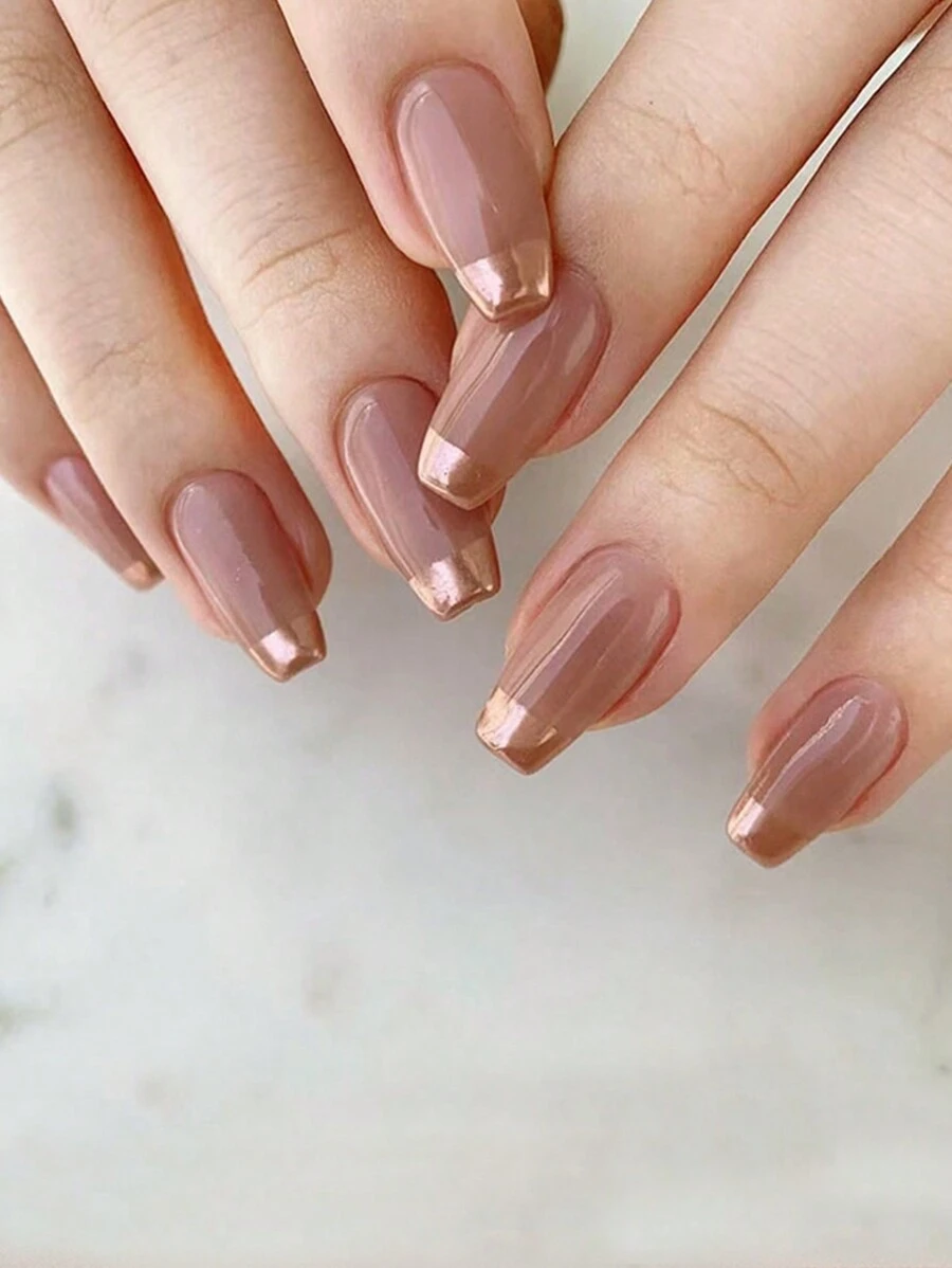 24pcs/Set Cartoon Butterfly Shaped Short Square Press-On Nail Stickers, Nail Art Supplies