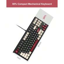 MageGee MK-Sky87 機械遊戲鍵盤開關緊湊型 87 鍵 LED 背光有線白色遊戲鍵盤適用於筆記本電腦/Windows/PC/Mac/Comp 白色黑黃色開關 - 黑色 - 查看 3