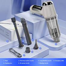 1PC迷你强力车载吸尘器无线家用清洁机器人吹吸一体式吸尘器适用于家庭清洁键盘沙发干湿两用吸尘器配件清洁用品小家电 - 白色 - 查看 2