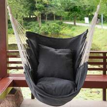 1 Pieza Silla Colgante Al Aire Libre Con Tela De Lona A Rayas Confortable, Cama De Columpio Transpirable Y Relajante Para El Jardín Trasero - Gris - Ver 1