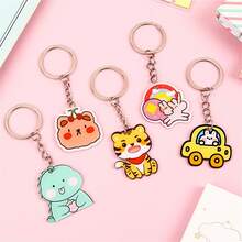 1 套 10 件卡通鑰匙扣,創意亞克力可愛包裝飾吊墜鑰匙圈學生禮物 - 彩色 - 查看 3