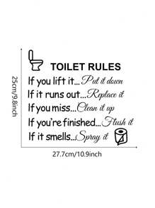 Slogan Graphic Close Stool Sticker, Black Toilet Decal For Bathroom, Stickers, Wall Decal, Vinyl Decal For Home Decorations, Spring Decoration Items Refresh Your Home, Rama Decoration Stickers - Black - View 6