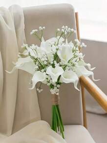 6/10支仿真白色马蹄莲，适合DIY新娘礼物、婚礼花束、餐桌装饰、家居装饰、情人节、生日礼物、毕业典礼等场合。 - 白色 - 查看 7