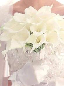 6/10支仿真白色马蹄莲，适合DIY新娘礼物、婚礼花束、餐桌装饰、家居装饰、情人节、生日礼物、毕业典礼等场合。 - 白色 - 查看 4