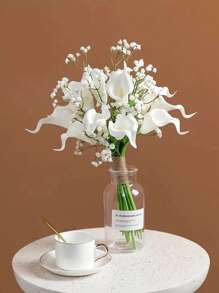 6/10支仿真白色马蹄莲，适合DIY新娘礼物、婚礼花束、餐桌装饰、家居装饰、情人节、生日礼物、毕业典礼等场合。 - 白色 - 查看 6