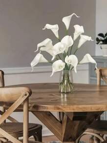 6/10支仿真白色马蹄莲，适合DIY新娘礼物、婚礼花束、餐桌装饰、家居装饰、情人节、生日礼物、毕业典礼等场合。 - 白色 - 查看 5