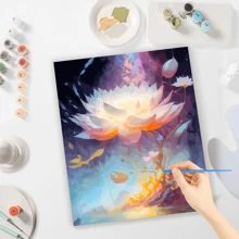 RUOPOTY 1 Hoa Sen Tranh Bằng Số Dành Cho Người Lớn Hoa Thủ Công Sơn Bằng Số Khởi Đầu Cho Tường Nhà Nghệ Thuật 40x50cm/16x20inch Không Có Khung - Nhiều màu - Xem 4