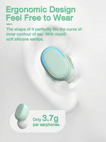 Genai真無線藍牙耳機,迷你設計,帶led電池顯示充電盒,長待機時間,手勢觸控,全防水,符合工學設計理念,佩戴舒適,有多種顏色可選,運動、音樂和遊戲的理想選擇 - 綠色 - 查看 4