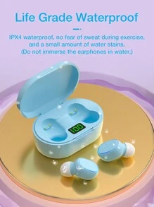 Genai真無線藍牙耳機,迷你設計,帶led電池顯示充電盒,長待機時間,手勢觸控,全防水,符合工學設計理念,佩戴舒適,有多種顏色可選,運動、音樂和遊戲的理想選擇 - 綠色 - 查看 7