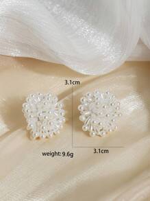 假珍珠裝飾耳釘 - 白色 - 查看 5