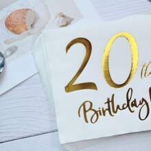 20pcs Hot Stamped 20th Birthday Theme 2-Ply Disposable Napkins (6.5*6.5inch), Perfect For 20th Birthday Party, Restaurant, Bar, Table Decoration, Etc.,Christmas