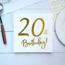 20pcs Hot Stamped 20th Birthday Theme 2-Ply Disposable Napkins (6.5*6.5inch), Perfect For 20th Birthday Party, Restaurant, Bar, Table Decoration, Etc.,Christmas