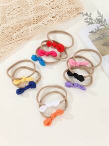 10入組手工雪紡蝴蝶結寶寶頭箍，尼龍彈性兔耳扎帶，適用於女寶寶，照片道具、生日派對、戶外髮飾套裝 - 彩色 - 查看 4