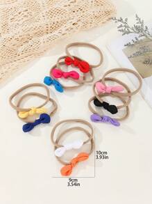 10入組手工雪紡蝴蝶結寶寶頭箍，尼龍彈性兔耳扎帶，適用於女寶寶，照片道具、生日派對、戶外髮飾套裝 - 彩色 - 查看 2