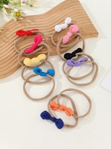 10入組手工雪紡蝴蝶結寶寶頭箍，尼龍彈性兔耳扎帶，適用於女寶寶，照片道具、生日派對、戶外髮飾套裝 - 彩色 - 查看 3