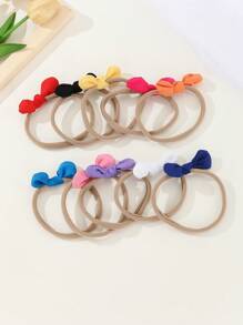 10入組手工雪紡蝴蝶結寶寶頭箍，尼龍彈性兔耳扎帶，適用於女寶寶，照片道具、生日派對、戶外髮飾套裝 - 彩色 - 查看 1