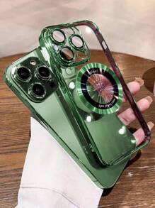 1 个领口式电镀磁性透明手机壳，适用于 iPhone 系列/11/12 Pro Max、13 Pro Max/14 Pro Max/15 Pro Max - 軍綠色 - 查看 1