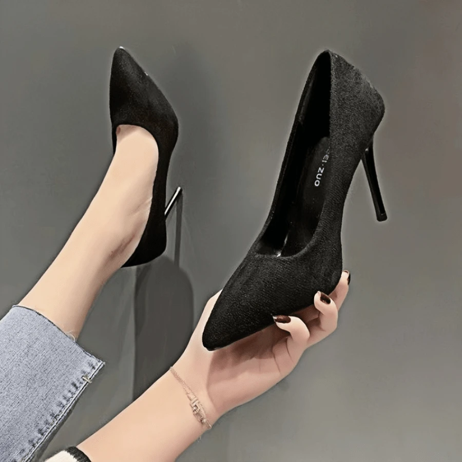 Tacones Altos Negros Para Mujeres Con Punta Y Tacón Fino, Zapatos De Vestir Versátiles - Negro - Ver 1