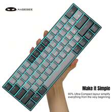 MagGee MK-Star61 迷你 60% 機械式鍵盤 61 鍵有線 LED 背光緊湊型遊戲鍵盤小型多設備鍵盤便攜式鍵盤帶燈適用於筆記型電腦、桌上型電腦、電腦、PC 黑色灰藍色開關 - 黑色 - 查看 9