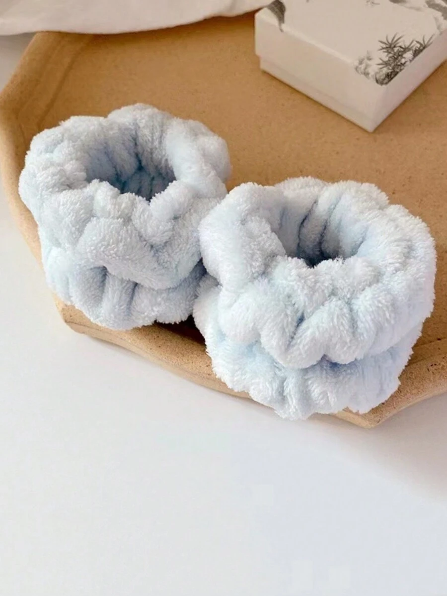 Bộ 2 dây đeo cổ tay rửa mặt thấm mồ hôi & dây buộc tóc, thích hợp sử dụng hàng ngày, thể thao, thấm hút mồ hôi, tuyệt vời làm quà tặng Ngày của Mẹ - Màu xanh lam - Xem 1