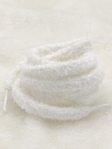1pair Cute Plush Winter Shoe Laces - White - View 2