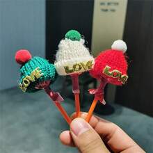 30入組/包針織聖誕帽,帶有單個毛球和字母細節,韓國風格迷你帽適用於聖誕裝飾、樹飾裝飾、頭飾及diy材料 - 彩色 - 查看 5