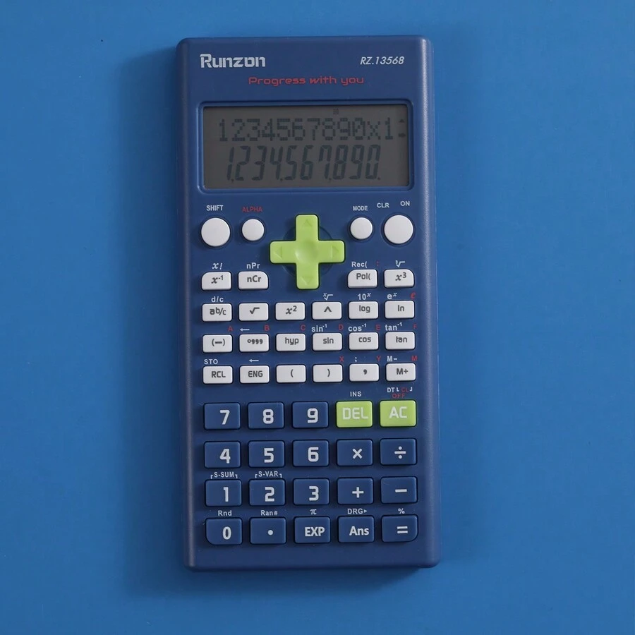 1pc Blue Scientific Calculator With High-definition Display For Students & Office Workers, Silicone Key Cover - Royal Blue - View 1